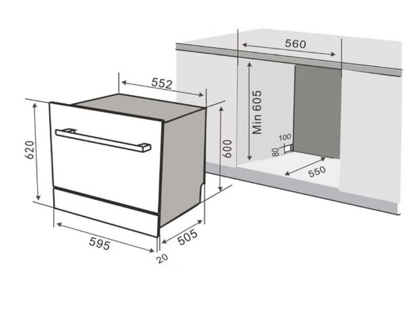 Máy rửa bát âm tủ 8 bộ Kaff KF-BISMS8