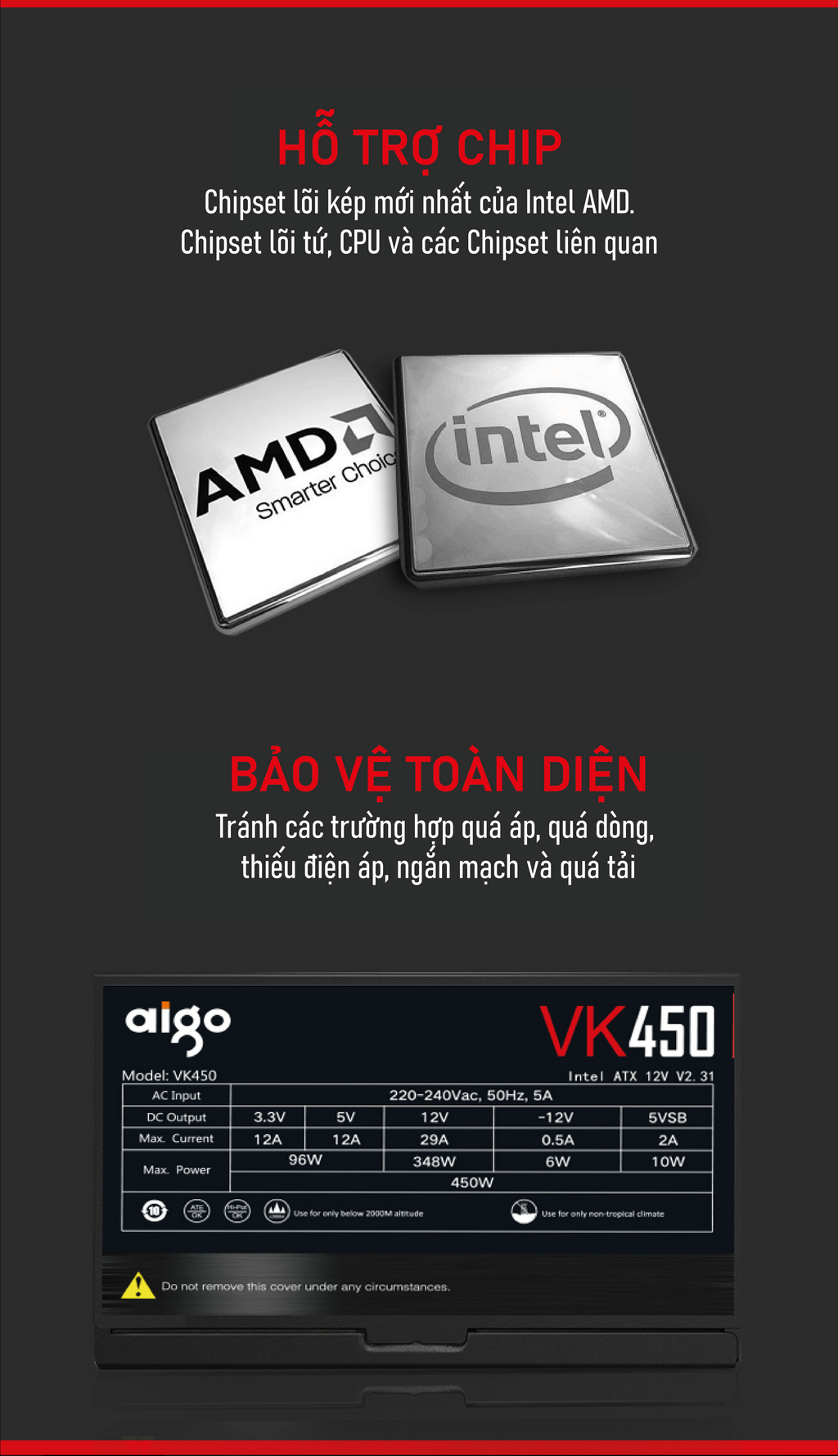 Nguồn máy tính AIGO VK450 - 450W