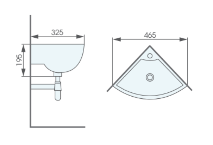 Bản vẽ kỹ thuật chậu rửa mặt ATMOR AT101 treo tường