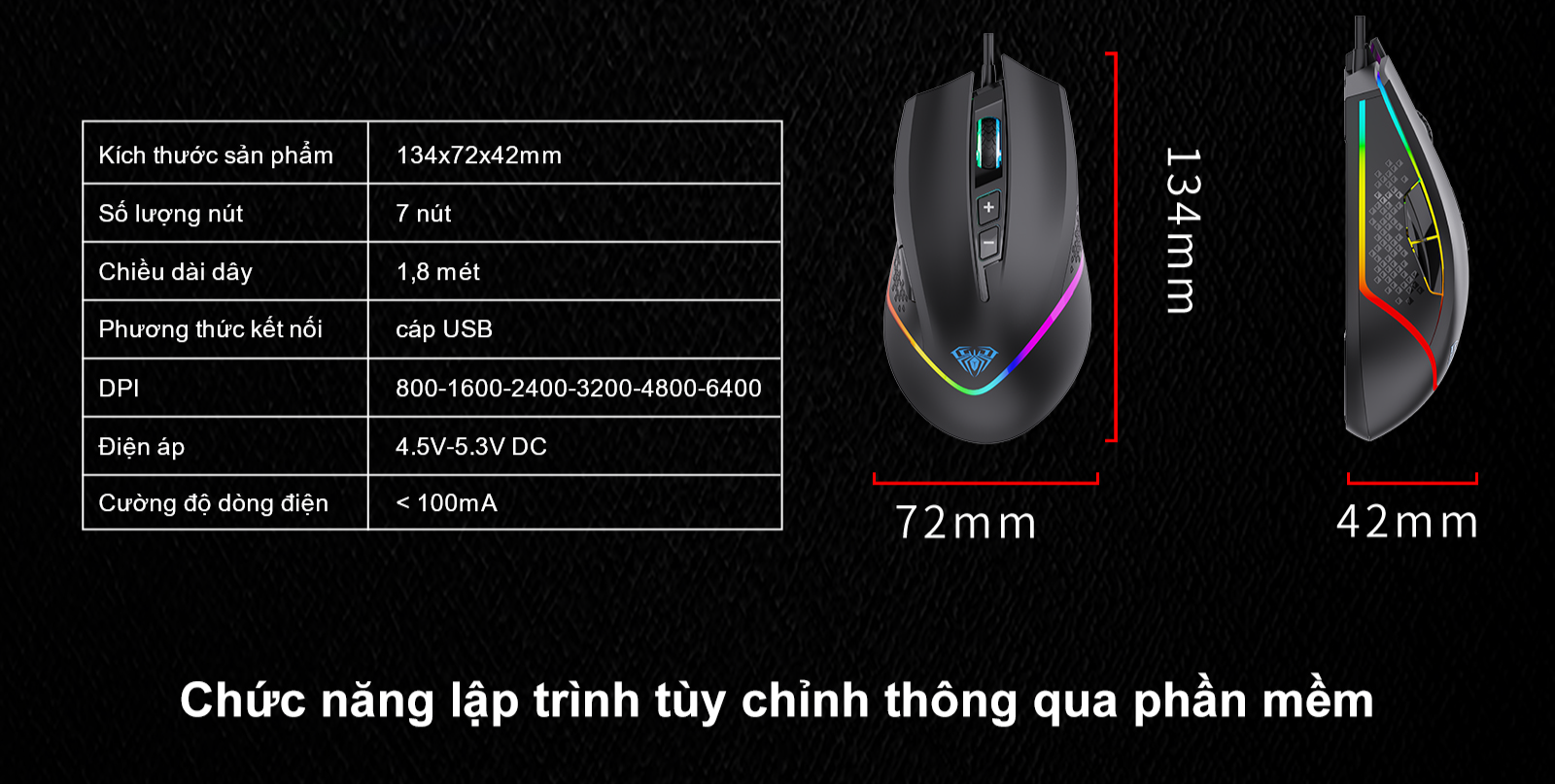 Chuột gaming có dây Aula F805 màu đen 4