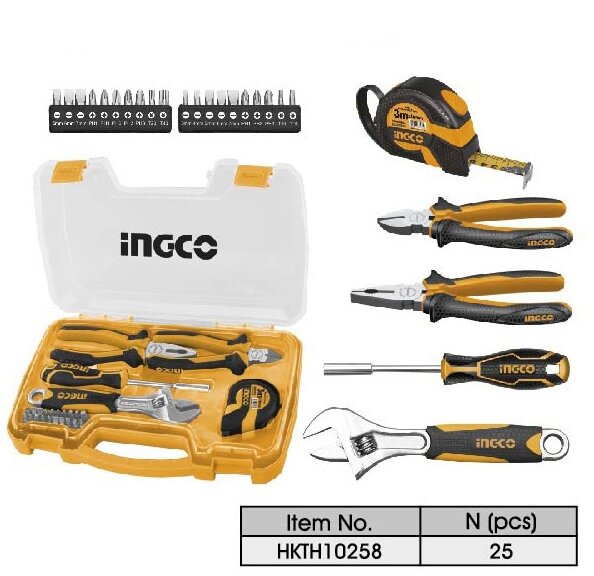 Bộ dụng cụ gia đình Ingco HKTH10258 Bộ dụng cụ gia đình Ingco HKTH10258