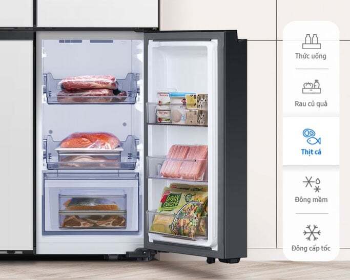 Tủ lạnh Samsung Inverter 636 lít Multi Door Bespoke RF65DB990012SV còn sở hữu ngăn FlexZone độc đáo Tủ lạnh Samsung Inverter 636 lít Multi Door Bespoke RF65DB990012SV còn sở hữu ngăn FlexZone độc đáo