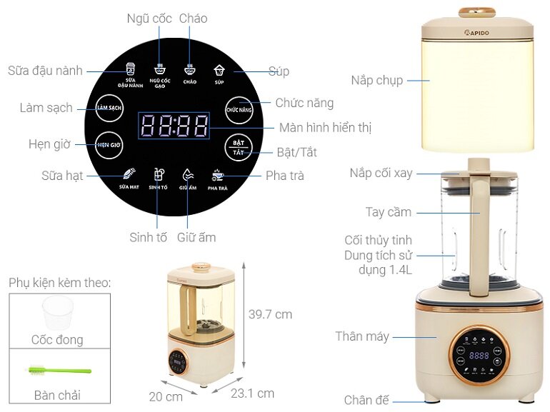 Máy làm sữa hạt Rapido RHB-600D