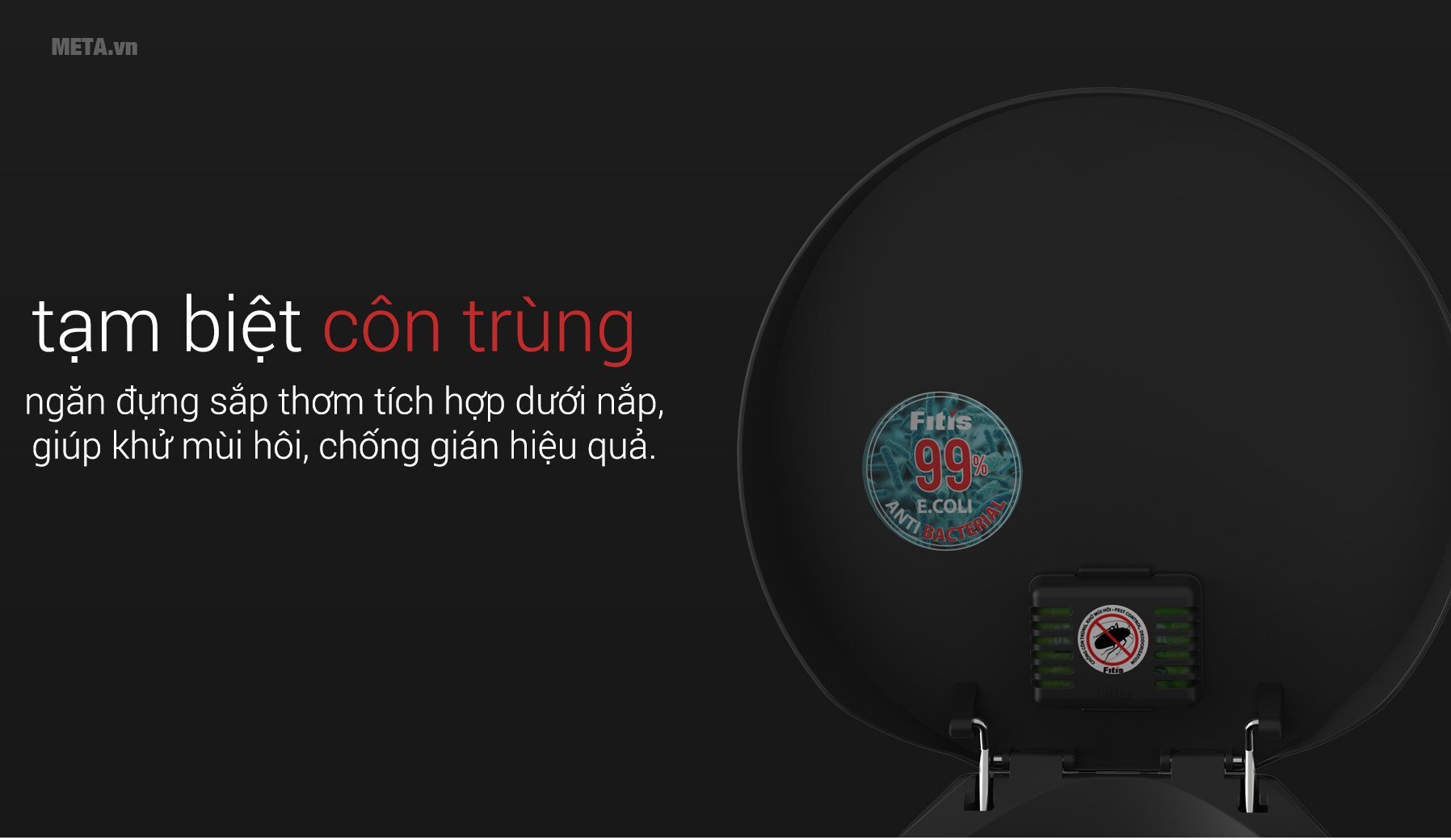 Thùng rác inox nhấn tròn lớn Fitis RTL1-901 - 15 lít (Bạc)