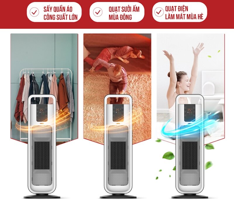 Công dụng quạt sưởi điện Ceramic Roler RC-2114R (Ảnh: Mediamart).