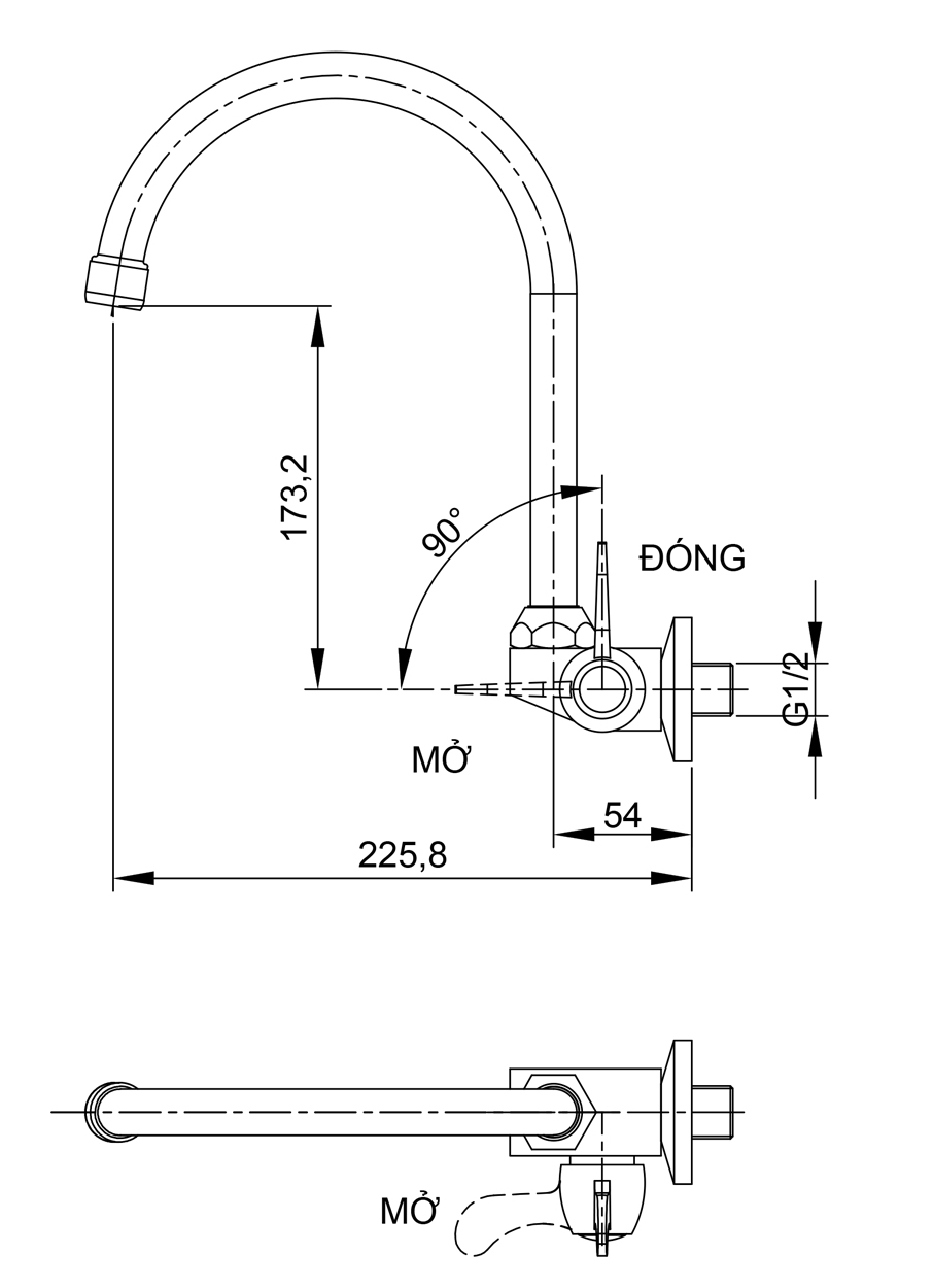 Bản vẽ kỹ thuật vòi rửa chén Luxta L3106F1