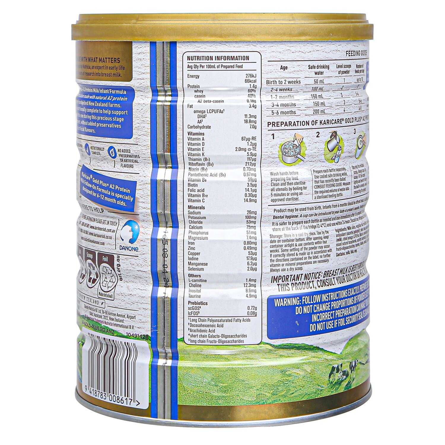 Thành phần sữa Karicare Gold Plus A2 Protein số 1 900g