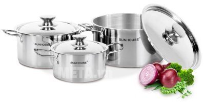 Bộ nồi inox 1 đáy Sunhouse SH114 Bộ nồi inox 1 đáy Sunhouse SH114