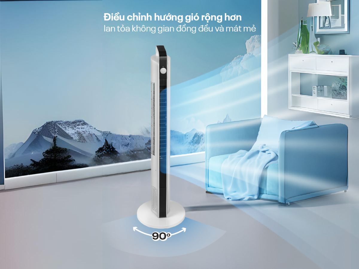 Quạt tháp FujiHome TF-12HM có góc xoay 90 độ