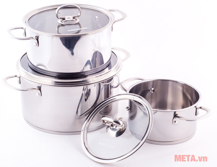 Bộ nồi inox cao cấp Sunhouse SH890 (3 chiếc) Bộ nồi inox cao cấp Sunhouse SH890 (3 chiếc)