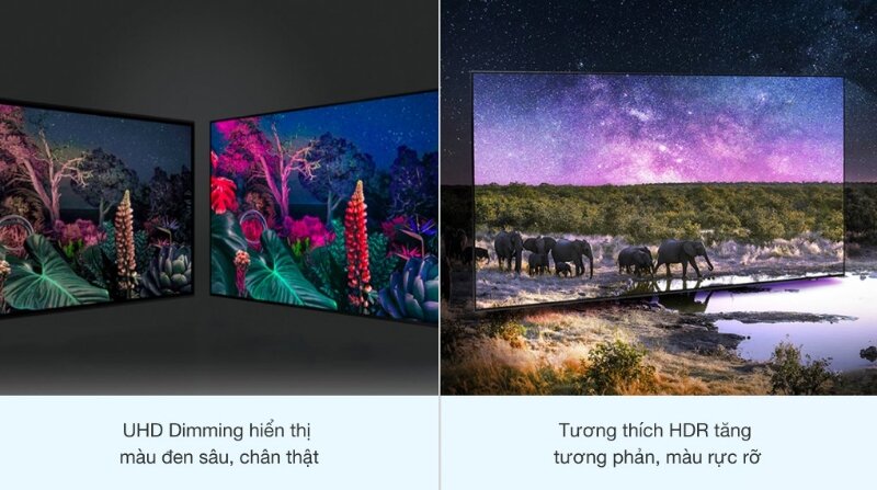 Smart tivi Samsung 55 inch 4K UA55AU9000 hiển thị