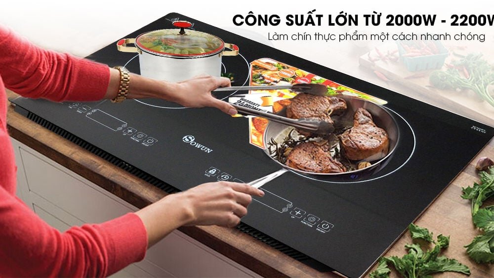 Bếp đôi hồng ngoại Sowun SW 1219 vận hành với công suất lớn