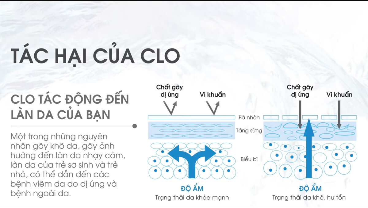tác hại của clo với da