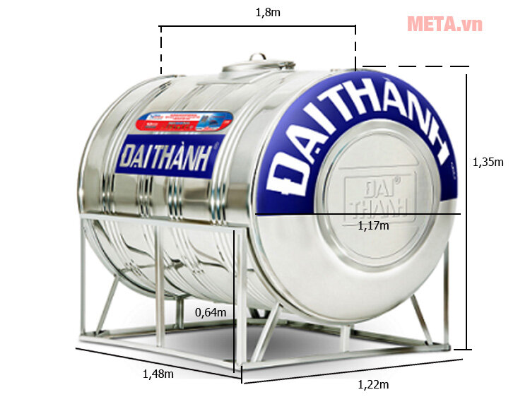 Bồn nước inox Đại Thành I2.000 ngang - SUS 304