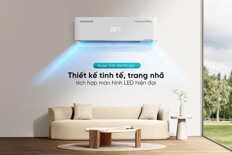 Điều hòa Sunhouse Inverter 9000 BTU 1 chiều  SHR-AW09IC650 gas R-32