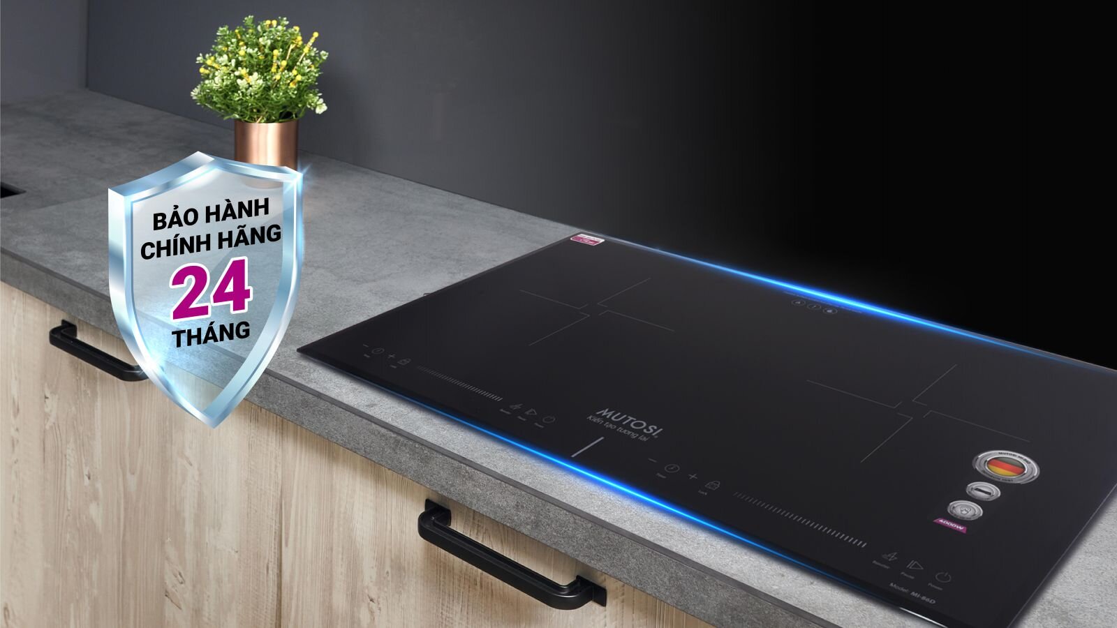 Bếp Mutosi MI-88DI được trang bị 2 vùng nấu riêng biệt