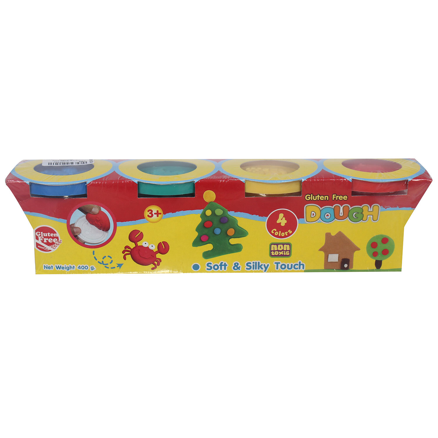  Đồ chơi đất nặn Kiddy Clay hình bánh kem DOUGH 4 màu 400g DO-400-4