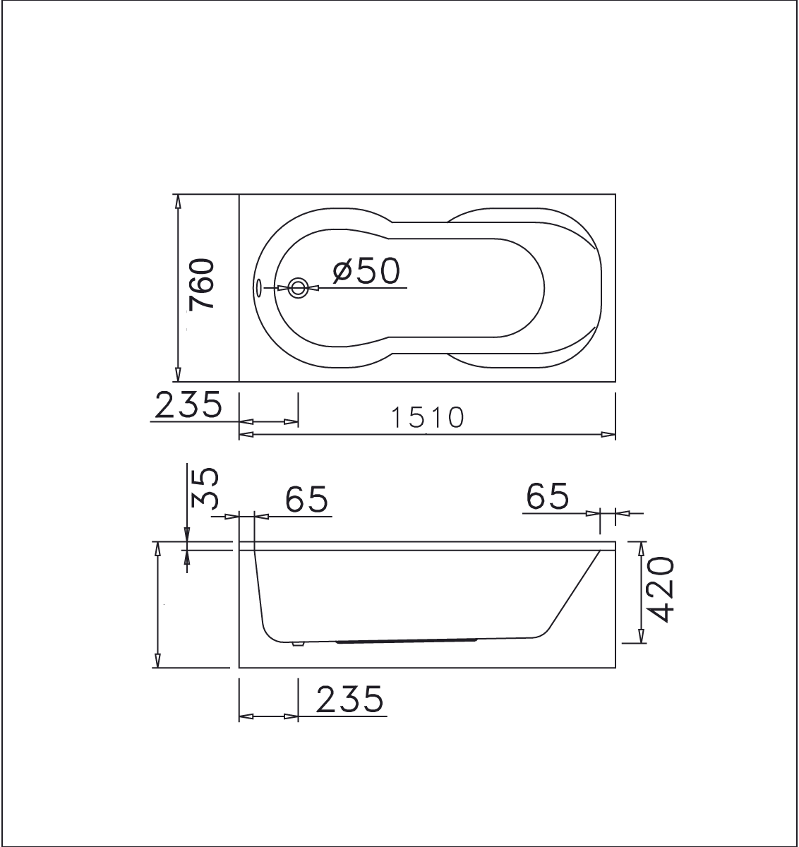 Bồn Tắm Có Chân Yếm 1.5M Caesar AT0350L(R)