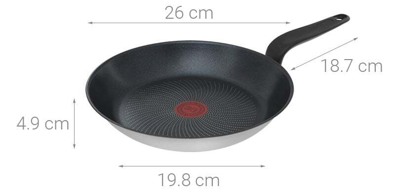 Kích thước chảo nhôm chống dính đáy từ Tefal Primary E3090504 Chảo nhôm chống dính đáy từ Tefal Primary E3090504