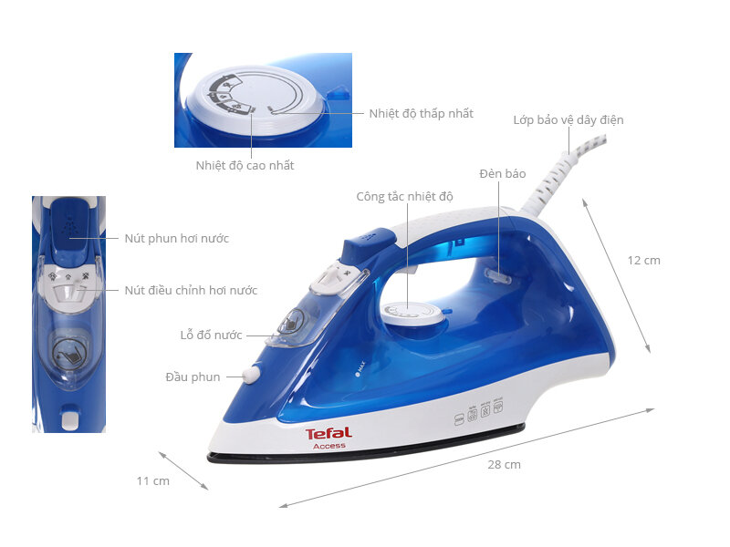 Bàn ủi hơi nước Tefal FV1520L0 2000 W Bàn ủi hơi nước Tefal FV1520L0 2000 W