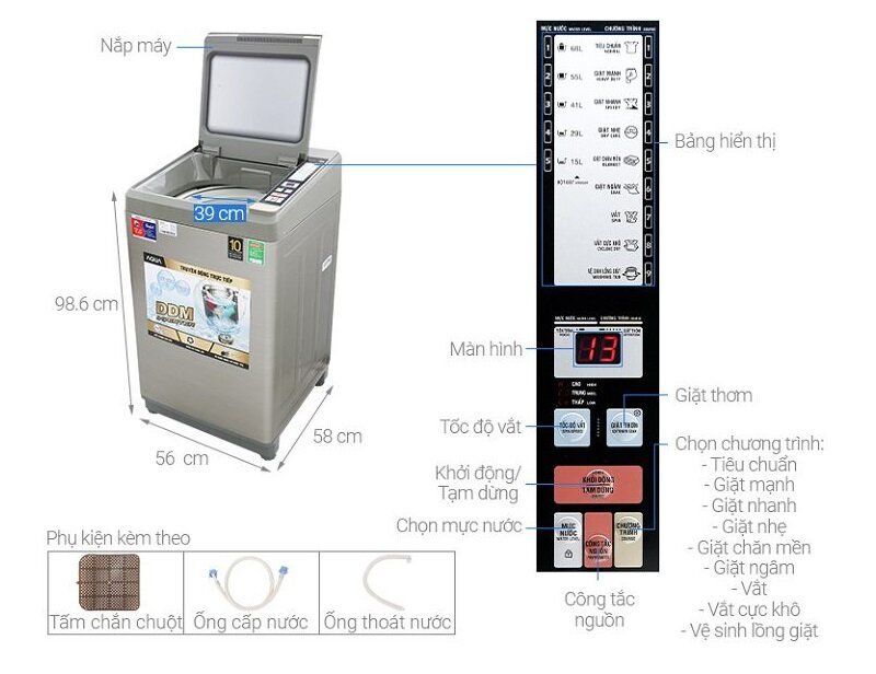 Máy giặt Aqua AQW-S95FT.N - 9.5 Kg