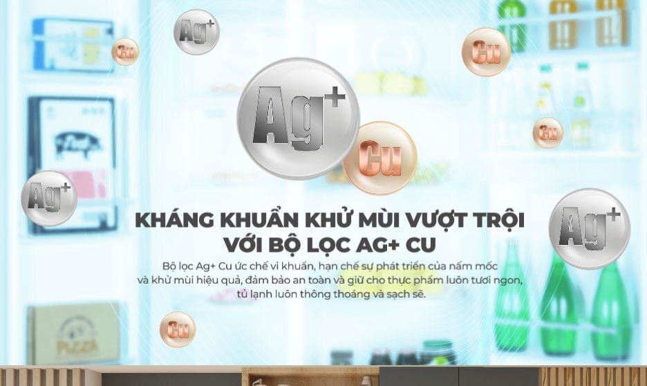 Tủ lạnh Sharp Inverter 530 lít SJ-SBX530WD-DG được trang bị bộ lọc Ag+ Cu