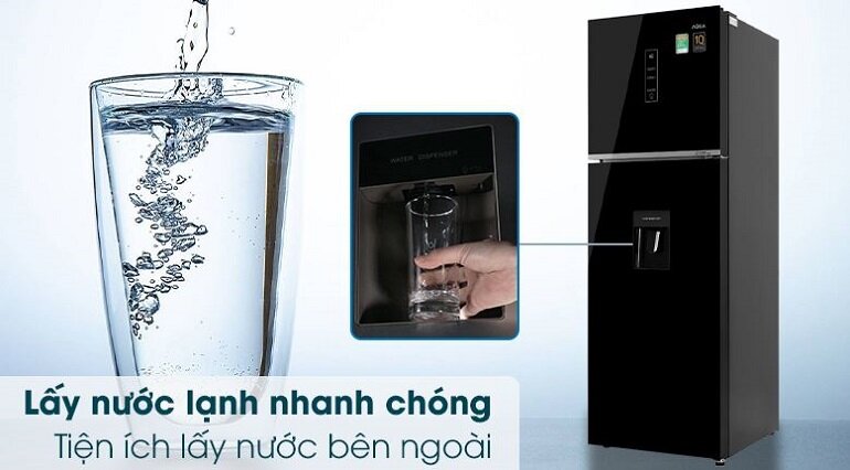 Tủ lạnh Aqua Inverter T389FA(WGB) có ngăn lấy nước từ bên ngoài
