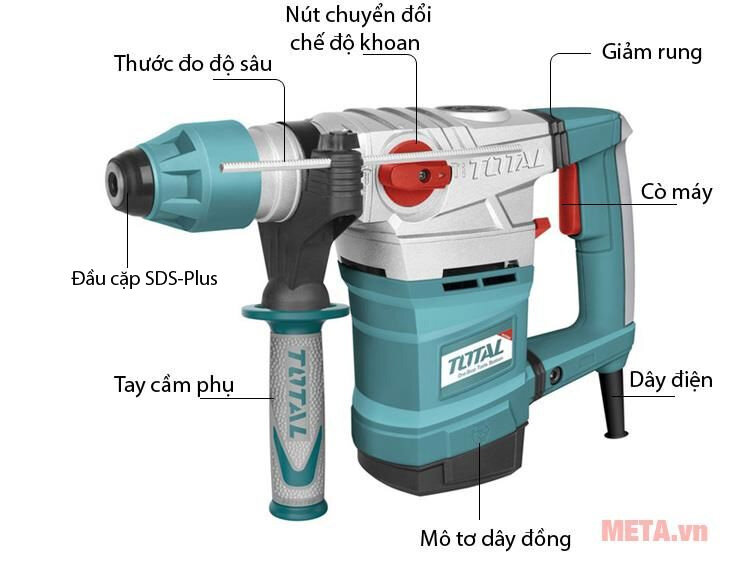 Máy khoan đục bê tông Total TH118366 - 1800W
