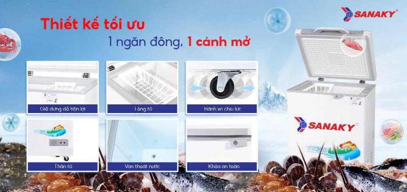 Tủ đông Sanaky 1 ngăn 150 lít VH-1599HYK