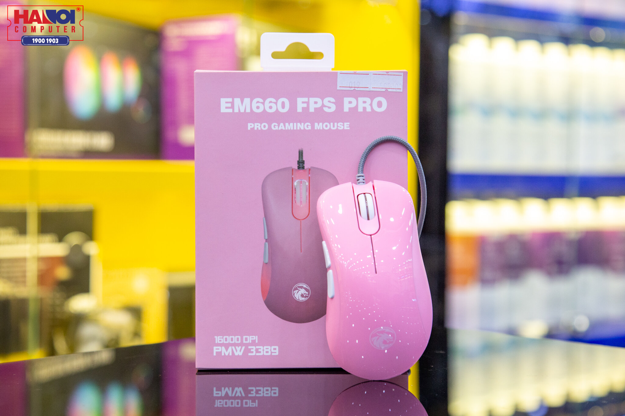 Chuột E-Dra EM660 Pro FPS (USB/A3389/Hồng) sở hữu led RGB 