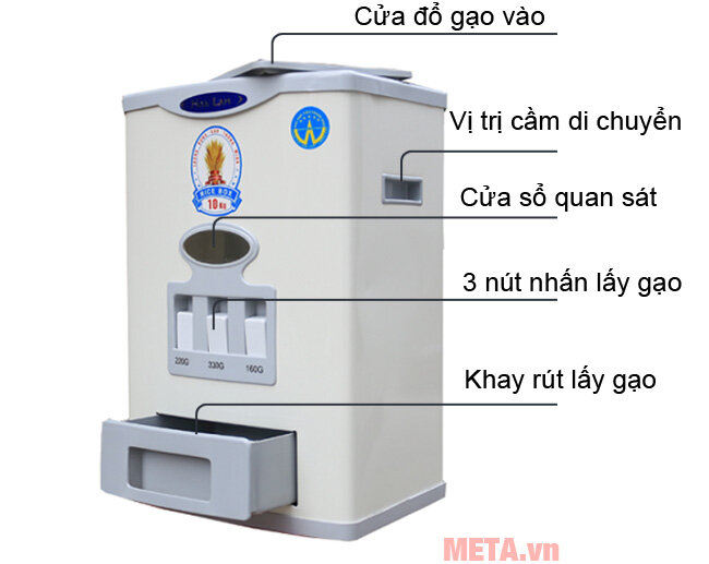 Thùng gạo thông minh Hoa Lan 10kg HL-10