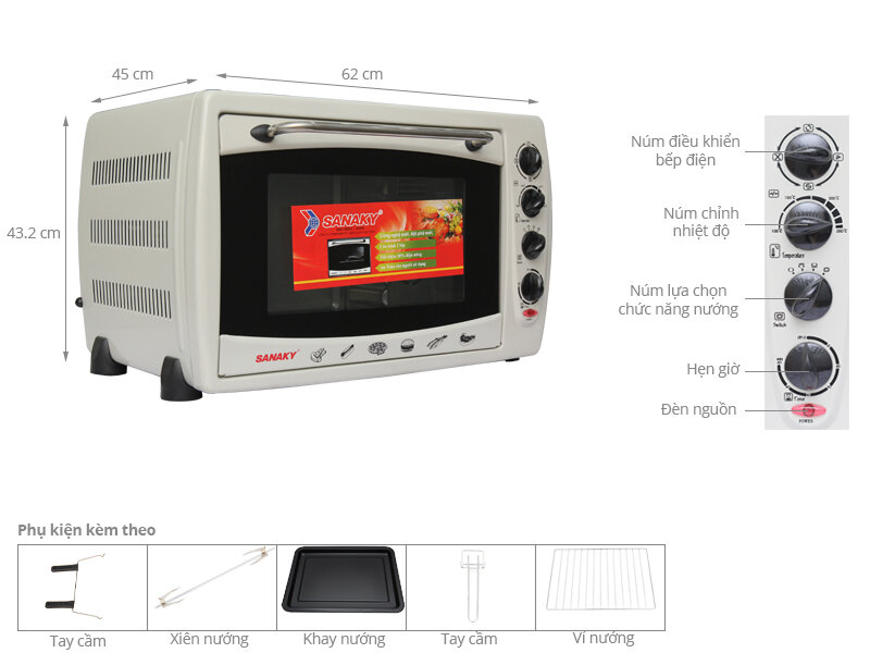 Lò nướng Sanaky VH509B 50 lít Lò nướng Sanaky VH509B 50 lít