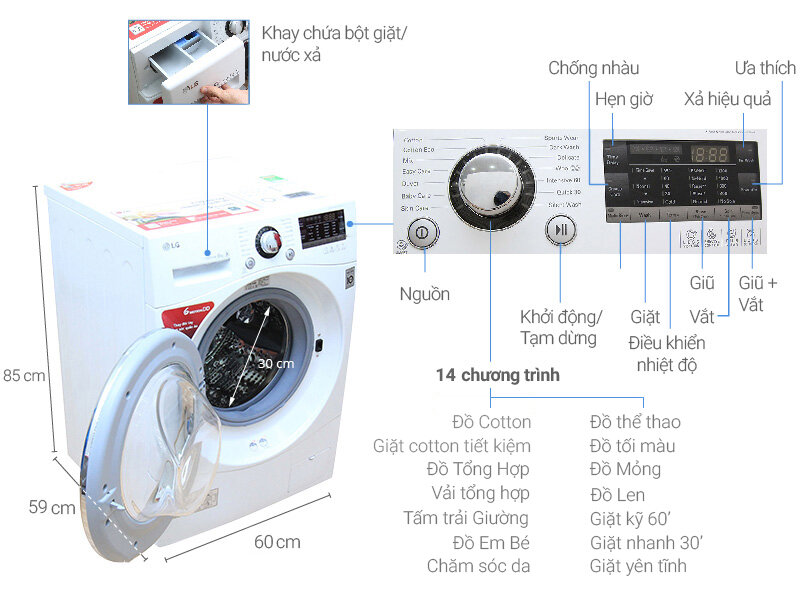 Máy giặt LG Inverter 8 kg WD-14660 Máy giặt LG Inverter 8 kg WD-14660