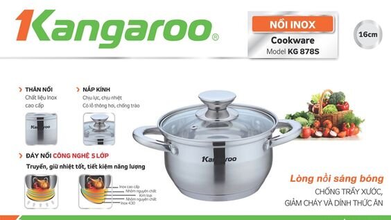 Nồi inox đơn Kangaroo size 16 KG878S - hình 1
