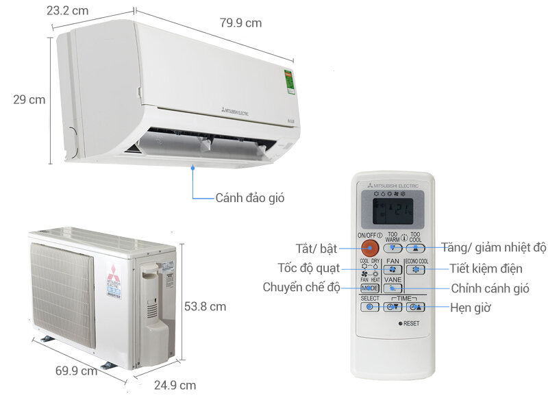 Điều hòa Mitsubishi Electric Inverter 2 HP MSZ-HL50VA Điều hòa Mitsubishi Electric Inverter 2 HP MSZ-HL50VA