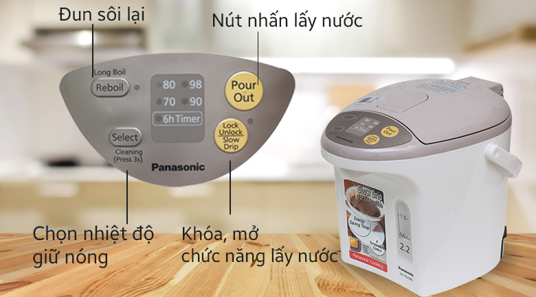 Bình thủy điện Panasonic NC-EG2200CSY 2.2 lít Bình thủy điện Panasonic NC-EG2200CSY 2.2 lít