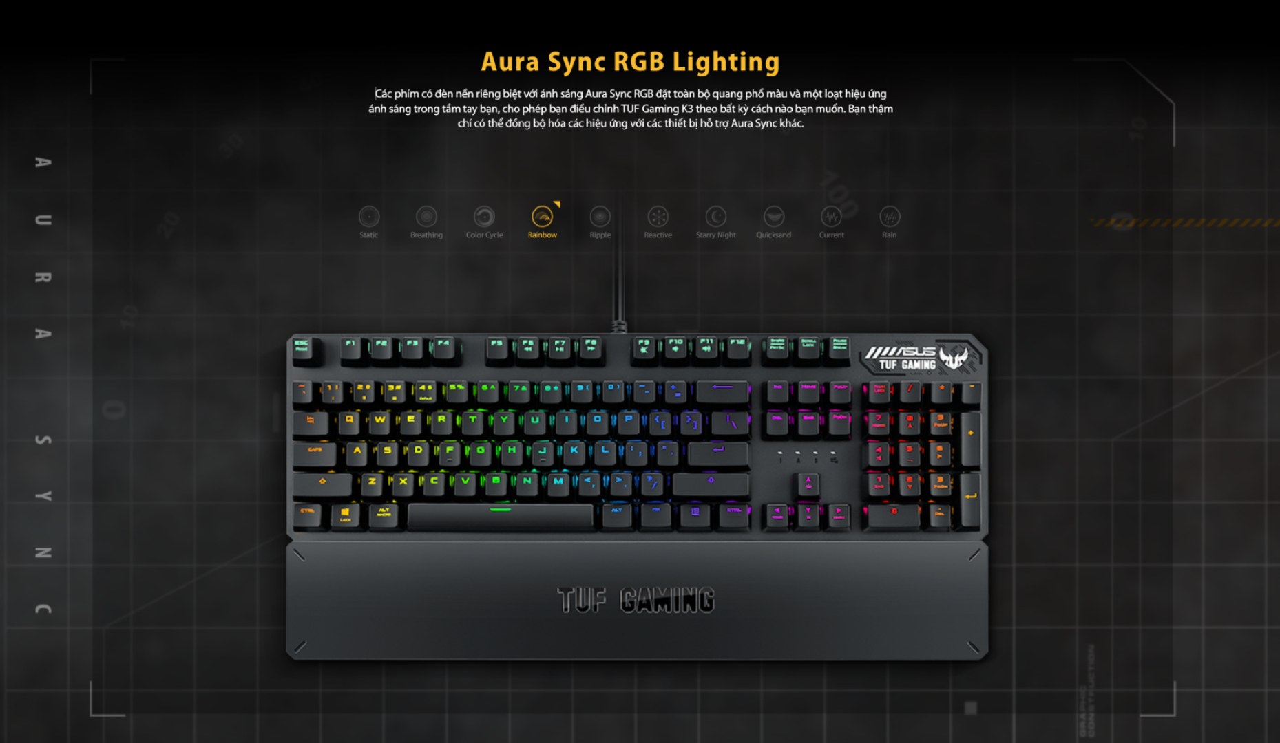 Bàn phím cơ Asus TUF K3 (RGB/USB/Red sw)