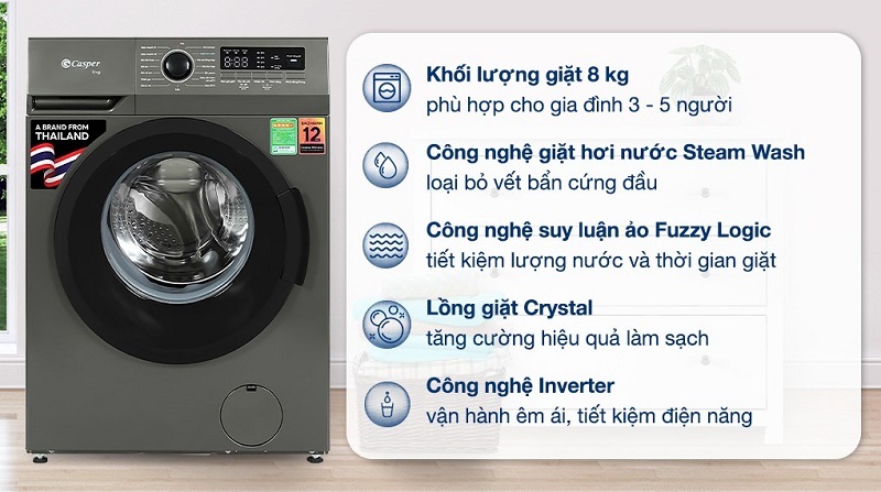 Máy giặt Casper 8kg WF-8VG1 Máy giặt Casper 8kg WF-8VG1