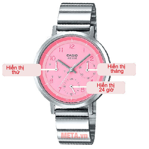 Đồng hồ nữ dây bạc mặt hồng LTP-E314D-4BVDF Đồng hồ nữ dây bạc mặt hồng LTP-E314D-4BVDF