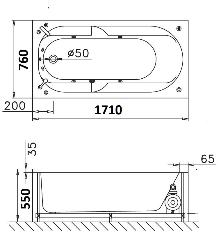 Bản Vẽ Kỹ Thuật Bồn Tắm Massage Caesar MT0670