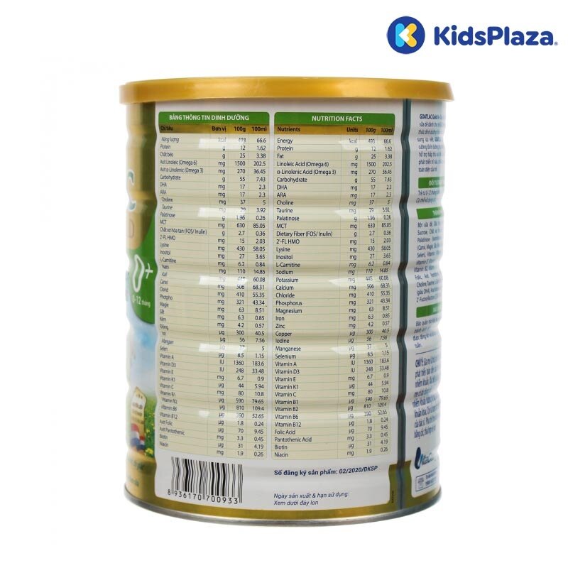 thành phần sữa dê Goatlac 0 800g cho bé 0-12 tháng