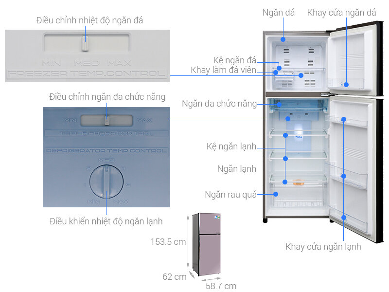 Tủ lạnh AQUA Inverter 281 lít AQR-I287BN PS Tủ lạnh AQUA Inverter 281 lít AQR-I287BN PS