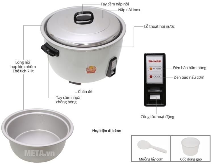 Nồi cơm điện Sharp nắp rời KSH-777V (KSH-D77V) - 7 lít Nồi cơm điện Sharp nắp rời KSH-777V (KSH-D77V) - 7 lít