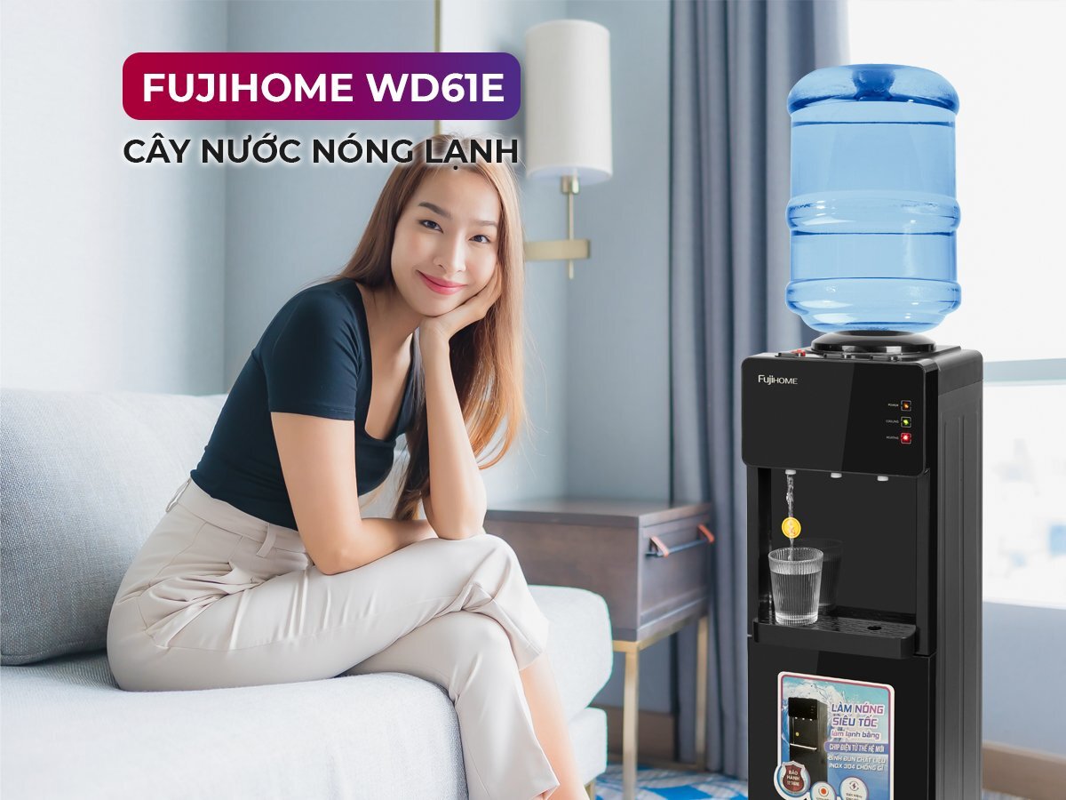 Cây nước nóng lạnh FujiHome WD61E có thiết kế tủ đứng sang trọng