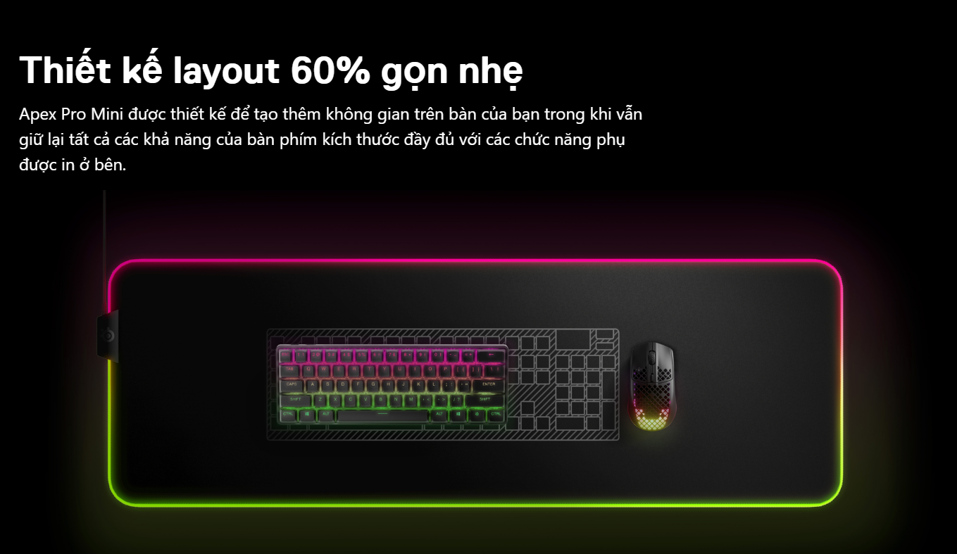 Bàn phím không dây Steelseries Apex Pro Mini WL US 6