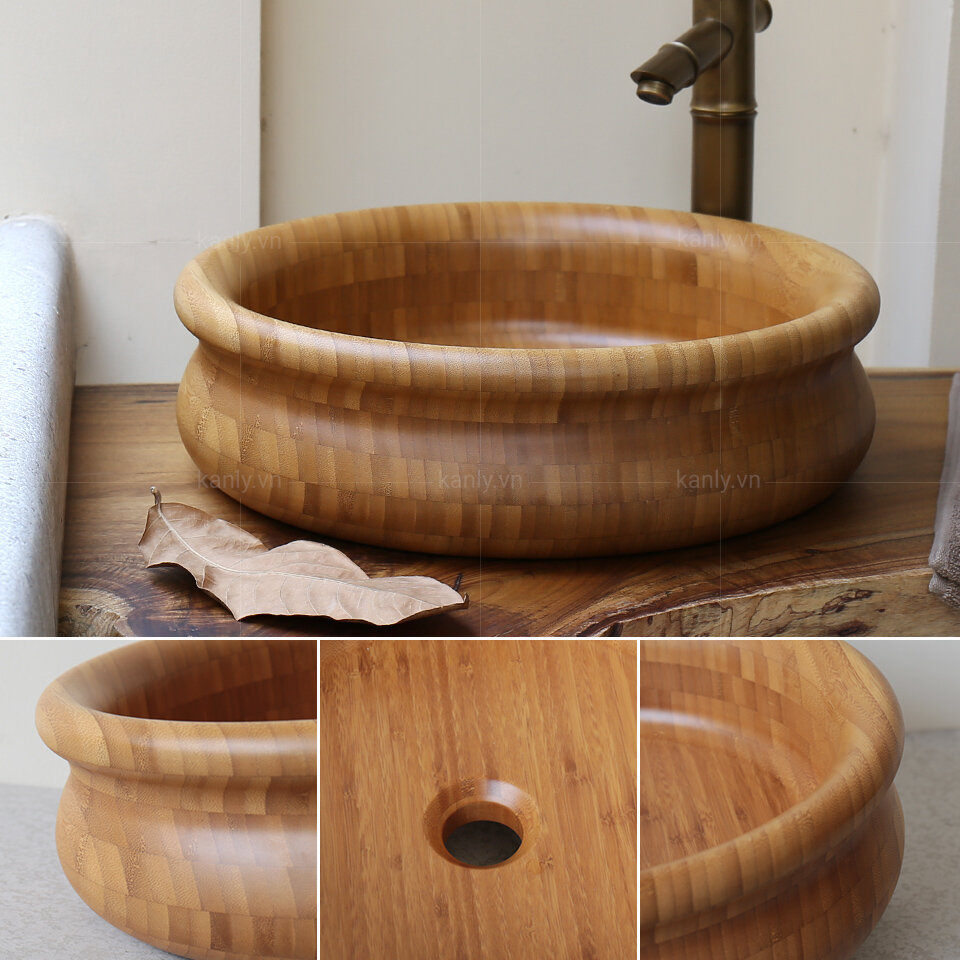 Chậu lavabo bằng gỗ tre Kanly LTE51