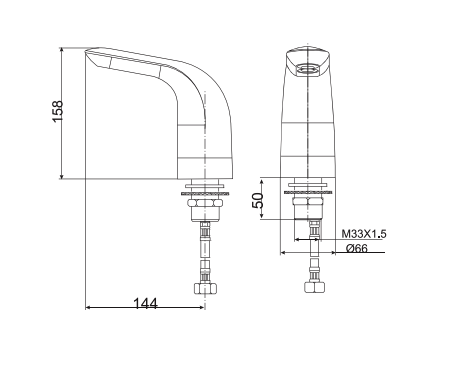 Bản vẽ kỹ thuật vòi lavabo cảm ứng American Standard Selectronic WF-8831