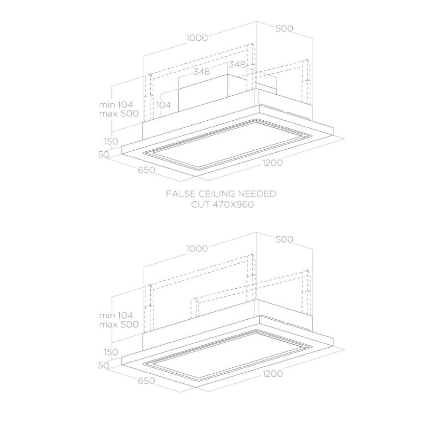 Bản vẽ kỹ thuật máy hút mùi âm trần ELICA LULLABY