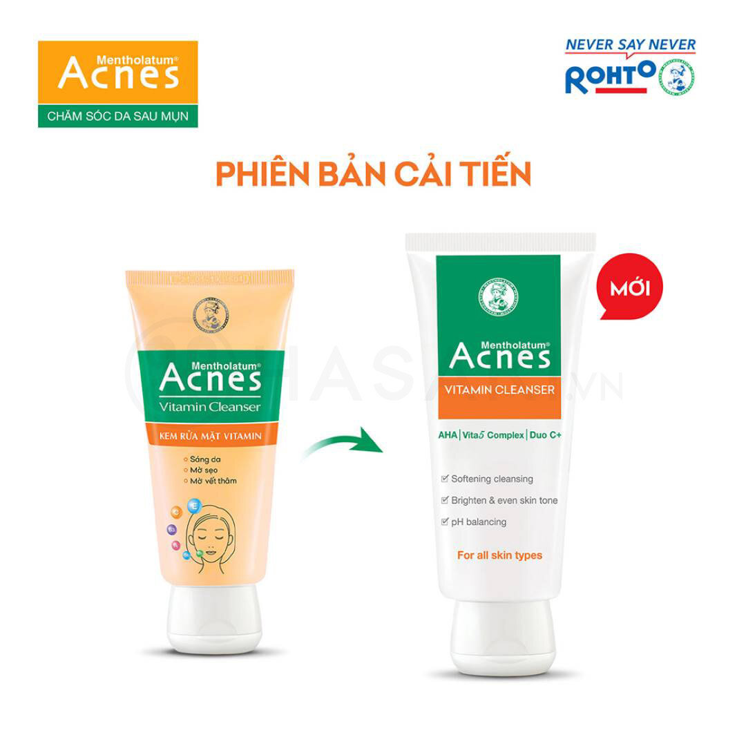 Kem Rửa Mặt Phục Hồi Làn Da Sau Mụn Acnes Vitamin Cleanser phiên bản mới