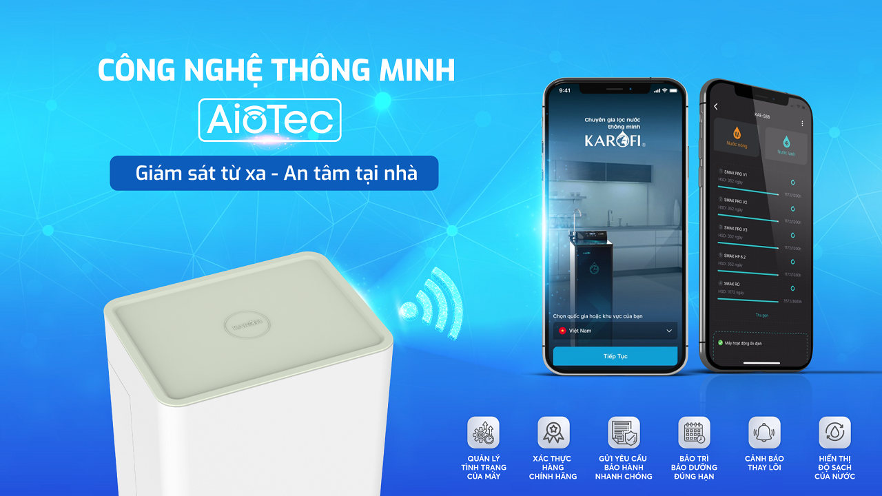 Giám sát máy lọc nước từ xa bằng điện thoại Máy lọc nước
